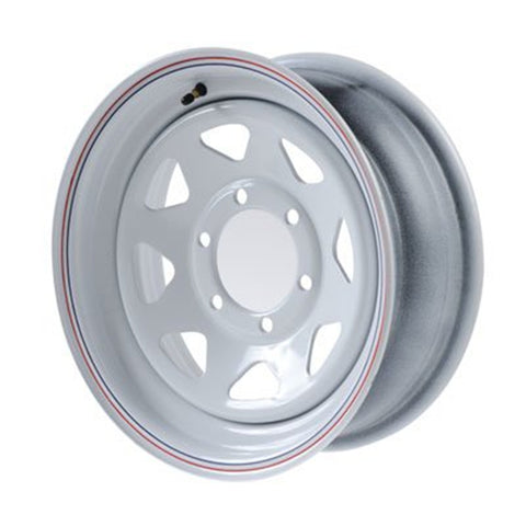 16"  White Steel Trailer Wheel 6 Bolt / Lug Fits 235/80R16  750-16