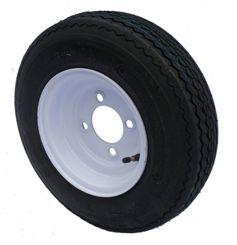 4.80-8 Major Brand Load Range C  Trailer Service Tire & Wheel Assembly on 4 Bolt / Lug White Steel Wheel