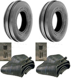 4.00-12 Major Brand Tri Rib (3 Rib) Farm Tractor Implement Tires with Tubes  (Set of 2)