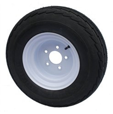 4.80-8 Major Brand Load Range C 6 Ply Rated Trailer Service Tire & Wheel Assembly on 5 Bolt / Lug  White Steel Wheel