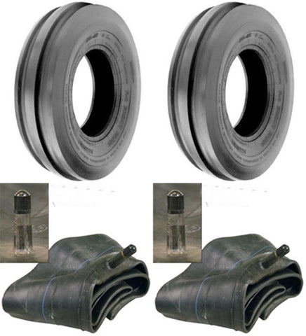 3.50-8 Deestone Tri Rib (3 Rib) Tires with Tubes  (Set of 2)