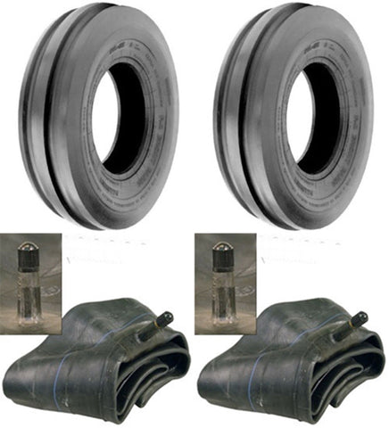 7.50-16 Major Brand Tri Rib (3 Rib) F-2  8 Ply Rated Tires and Tubes (Set of 2)