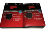 (2) 10 PACKS (20 Masks) Hanes Black 100% Cotton Face Mask Washable Reusable