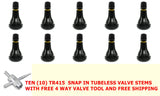Tire Valve TR415 - 1.25" Length Snap-In Tubeless Rubber Valve Stem (10 Pack) & 1 Tool