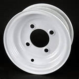 10" White Steel Trailer Wheel 4 Bolt/Lug Fits 20.5x8.0-10 205/65-10 Tires