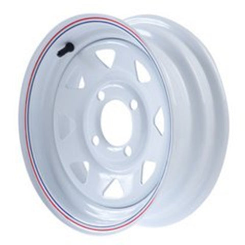 12"  White Steel Trailer Wheel 4 Bolt / Lug Fits 4.80-12  5.30-12 Tires