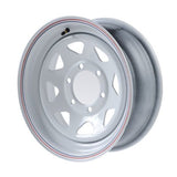 15"  White Steel Trailer Wheel 6 Bolt / Lug Fits 205/75-15 F78X15  225/75-15 H78X15