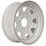 12"  White Steel Trailer Wheel 5 Bolt / Lug Fits 4.80-12  5.30-12 Tires