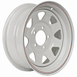 14"  White Steel Trailer Wheel 5 Bolt / Lug Fits 205/75-14 F78X14