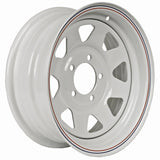 15"  White Steel Trailer Wheel 5 Bolt ON 4.5"/ Lug Fits 205/75-15 F78X15  225/75-15 H78X15
